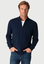 Somerset Navy Cotton Merino Zip Cardigan