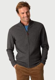 Somerset Charcoal Cotton Merino Zip Cardigan