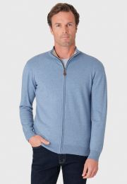 Somerset Sky Blue Cotton Merino Zip Cardigan