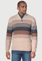 Sowe Oatmeal Lambswool Multihoop Zip Neck Sweater