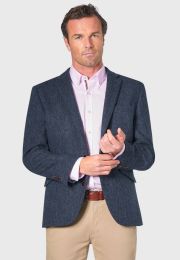 Tailored Fit Stranraer Navy Herringbone Harris Tweed&reg; Sports Coat