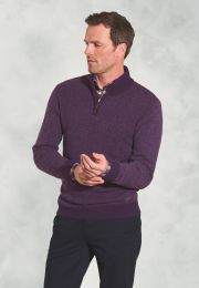 Watson Plum Zip Neck Lambswool Sweater