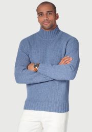 Waver Ice Blue Lambswool Turtle Neck Sweater