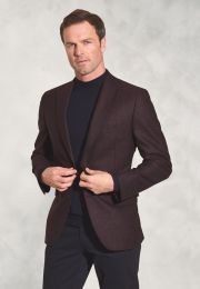 Tailored Fit York Wine Melange Textured Wool Sports Coat