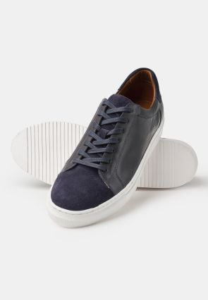 Navy Leather Sneakers