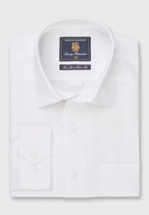 Regular Fit White Linen Popover Shirt