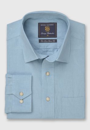 Regular Fit Turquoise Linen Popover Shirt