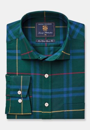 Regular Fit Green Check Cotton Shirt