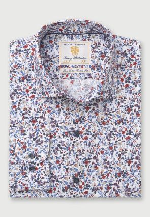 Multicolored Floral Print Cotton Poplin Shirt