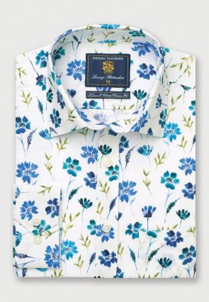 Regular and Tailored Fit Meadow Print Linen Cotton Shirt