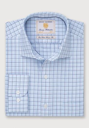 Regular Fit Blue and Mint Check Cotton Shirt