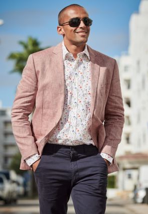 Tailored Fit Leeds Dusky Rose Linen Sports Coat