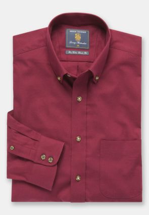 Plain Red Twill Peached Cotton Button Down Collar Shirt