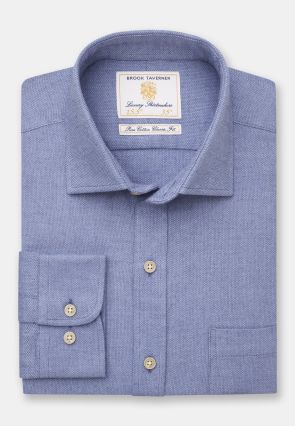 Regular Fit Mid Blue Cotton Melange - Three Sleeve Lengths Available