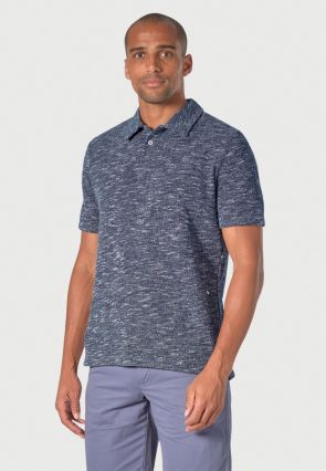 Alcaraz Cotton Rich Navy Knitted Melange Polo Shirt