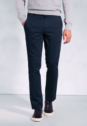 Tailored Fit Aristotle Navy Textured Cotton Stretch Chinos