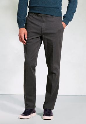 Regular Fit Aristotle Charcoal Textured Cotton Stretch Chinos