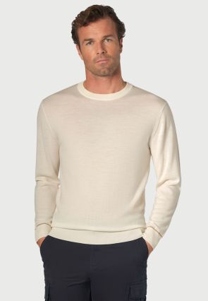 Arnold Ecru Merino Wool Crew Neck Sweater