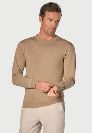 Arnold Camel Merino Wool Crew Neck Sweater