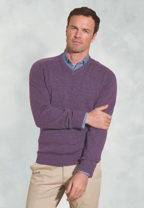 Barton Heather Lambswool V-Neck Sweater