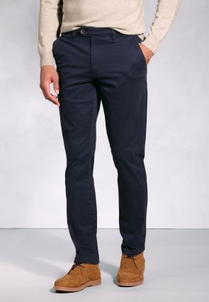 Regular Fit Ben Navy Non-Iron Cotton Stretch Chinos