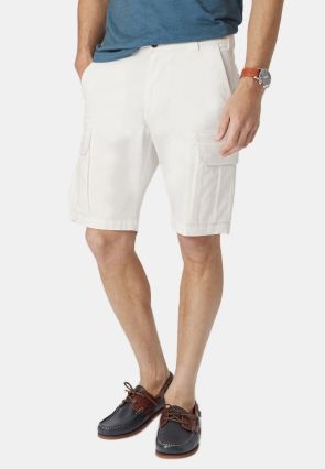 Carleton Stretch Cotton White Cargo Shorts