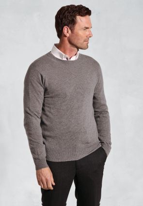 Taupe Cashmere Crew Neck Sweater