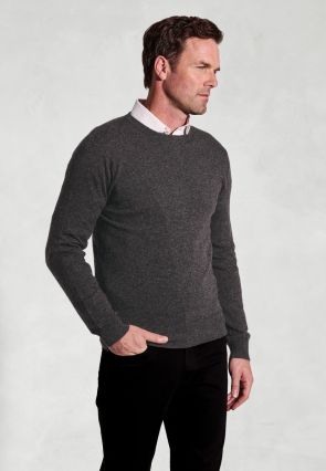 Charcoal Cashmere Crew Neck Sweater