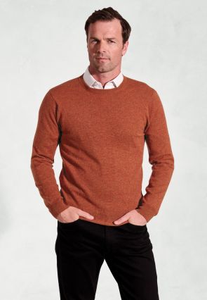 Burnt Orange Cashmere Crew Neck Sweater