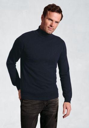 Navy Cashmere Roll Neck Sweater