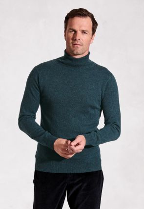 Petrol Cashmere Roll Neck Sweater