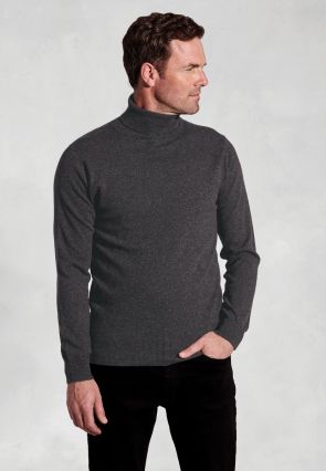 Charcoal Cashmere Roll Neck Sweater