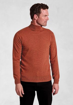 Burnt Orange Cashmere Roll Neck Sweater