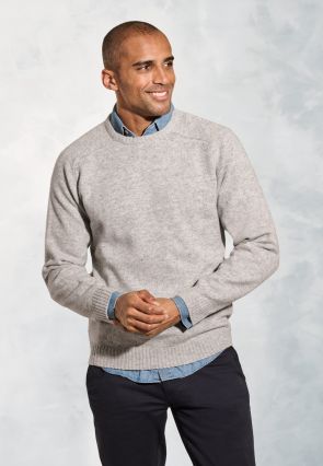 Charlbury Winter White Lambswool Crew Neck Sweater