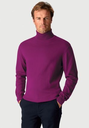 Cornwall Plum Cotton Merino Roll Neck Sweater