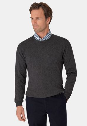 Devon Charcoal Cotton Merino Crew Neck Sweater