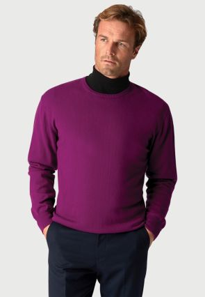 Devon Plum Cotton Merino Crew Neck Sweater