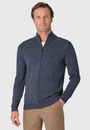 Henry Airforce Blue Zip Through Cardigan