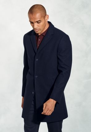 Hutchinson Navy Wool Mix Shortie Topcoat