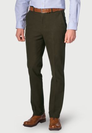 Regular Fit Kerswell Olive Cotton Moleskin Pants