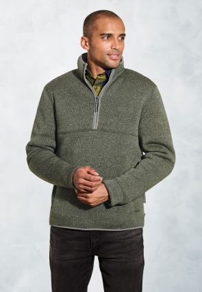 Morris Olive Borg Lined Half Zip Fleece