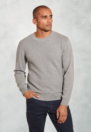 Noah Grey Brick Knit Pure Cotton Crew Neck Sweater