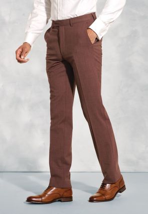 Tailored Fit Oliver Rust Melange Wool Blend Suit Pants