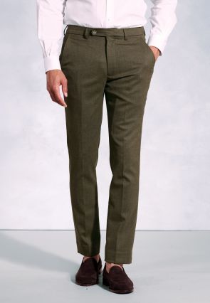 Regular Fit Olney Olive Flannel Pants