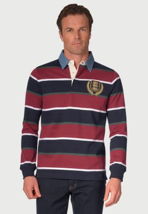 Ribble Wine, Navy, Forest and White Hoop Rugby Shirt