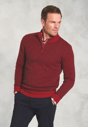 Watson Burgundy Zip Neck Lambswool Sweater