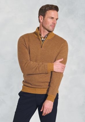 Watson Dijon Zip Neck Lambswool Sweater