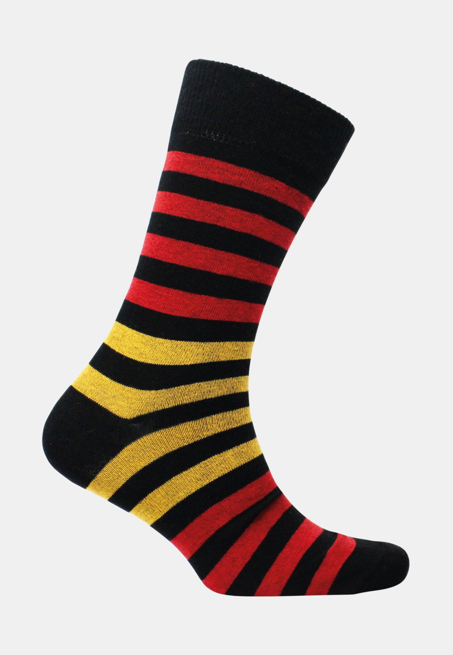 red and yellow striped socks