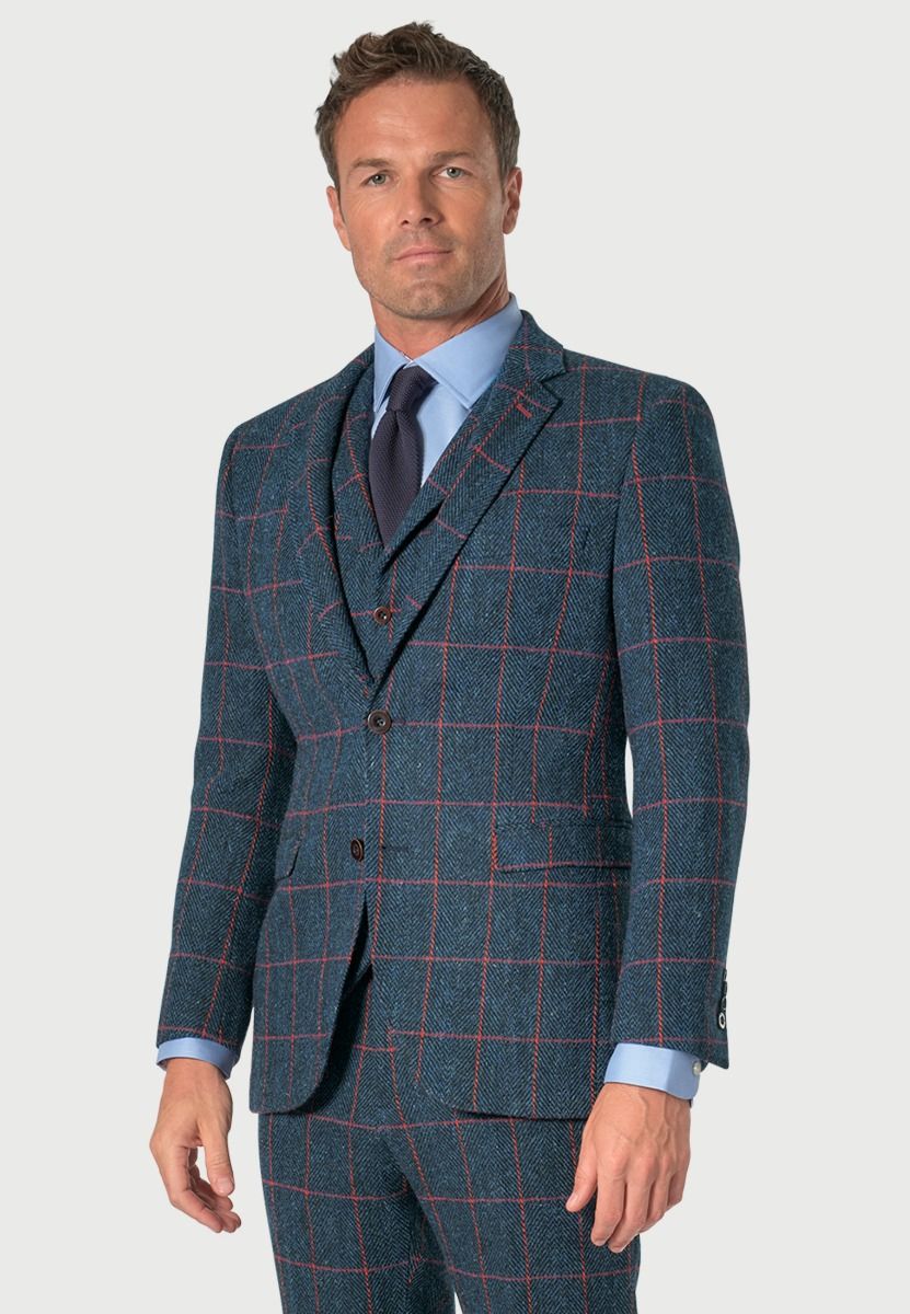 Tailored Fit Inverness Blue Check Harris Harris Tweed® Suit Jacket