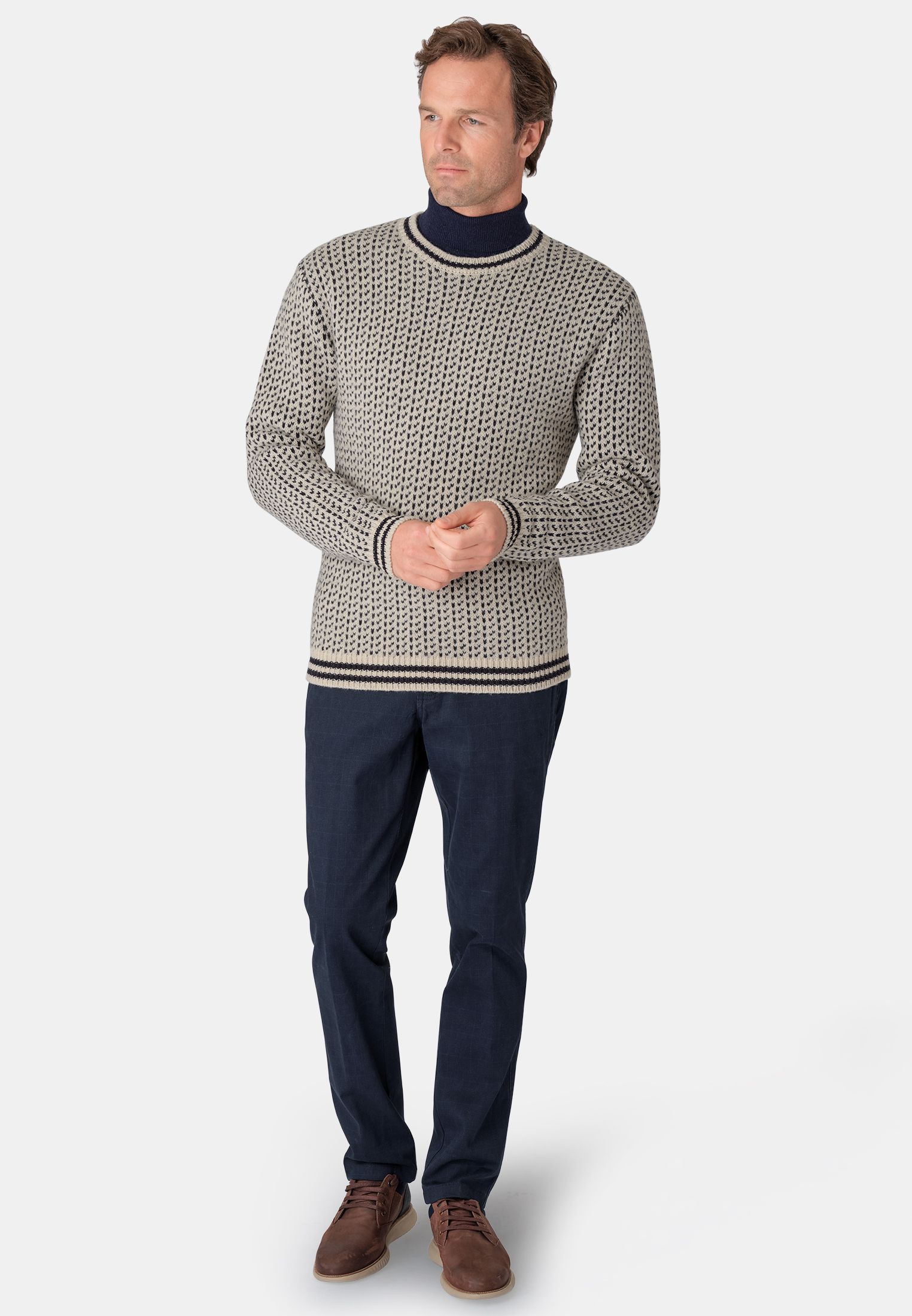 Tolstoy Ecru 3 Gauge Nordic Crew Neck Sweater